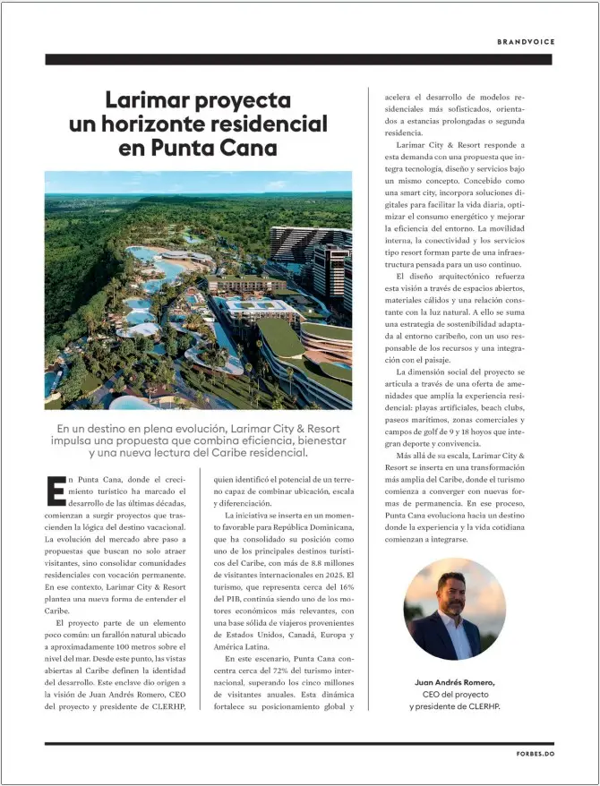 Larimar City & Resort en FORBES. En el especial de tecnología e innovación de Forbes RD
