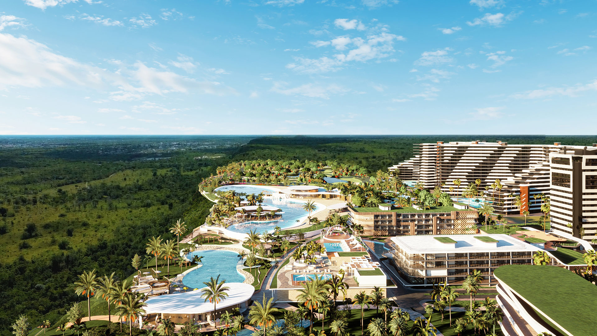 Larimar City Masterplan Fase 1 — vista aérea panorámica